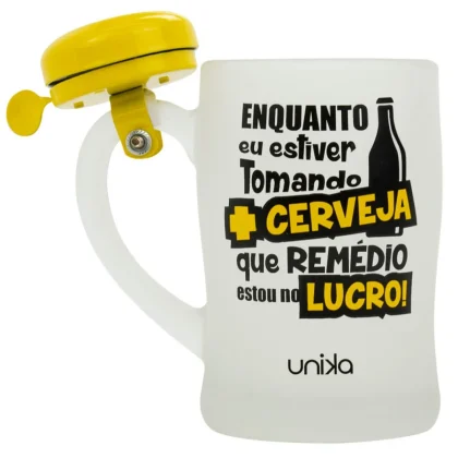 Caneca Vidro Cerveja Lucro Campainha 400ml