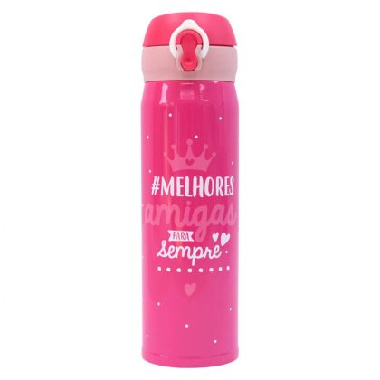 Garrafa Térmica Rosa Melhores Amigas Para Sempre 400ml - Projeto Kiwi
